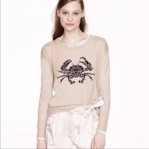 JCrew Tan & Blue Crab Sweater